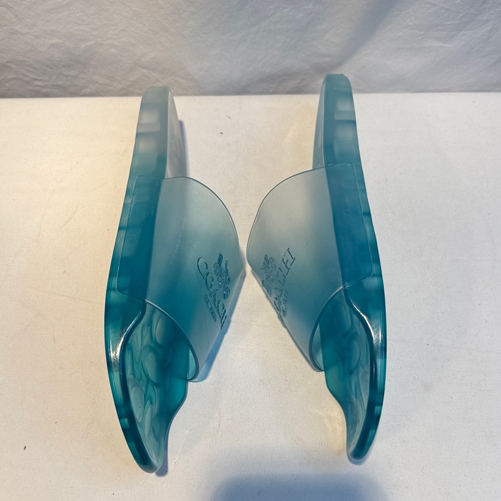 🆕 Coach Translucent Aqua Slide Sandals - Picture 3 of 6